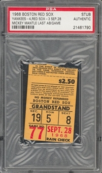 1968 Mickey Mantles Final Career Game Ticket Stub - SEPT. 28, 1968 (PSA)